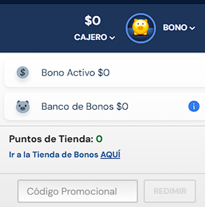 Ingresa el código del bono Ingresa el código del bono